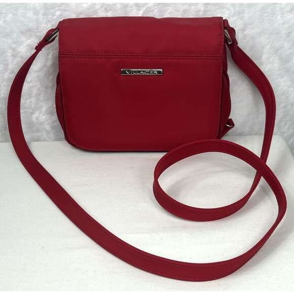 VILLAGER Liz Claiborne Purse All-In-One Crossbody Nylon Red - Picture 1 of 9